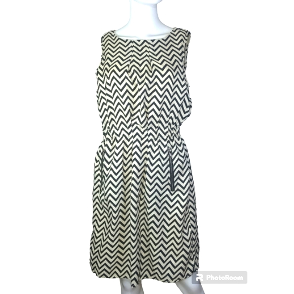 Miss Pinky 100% Polyester Light Creamy & Black Casual Dress Made In India Size L - Picture 1 of 15